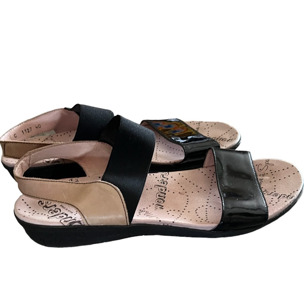 Wonders Women’s Made in Spain pull on sandals Black & nude leather size …